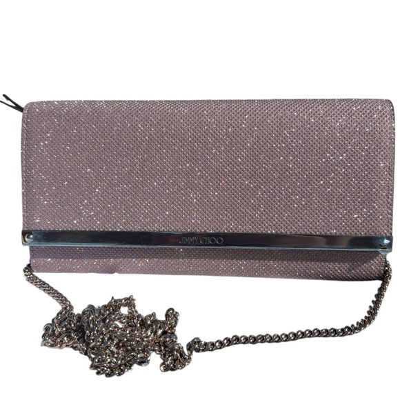 NWT Jimmy Choo Milla Pink Glitter Clutch - Picture 2 of 4